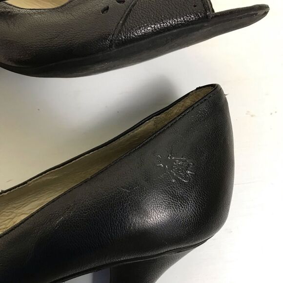 Fly London Black Leather Peep Toe 3” Heels size 41 (10/10.5) - Picture 6 of 15